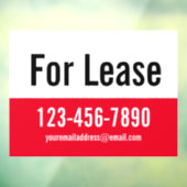 For Lease Red White and Black Text Phone Number Raamsticker (Vel 3)