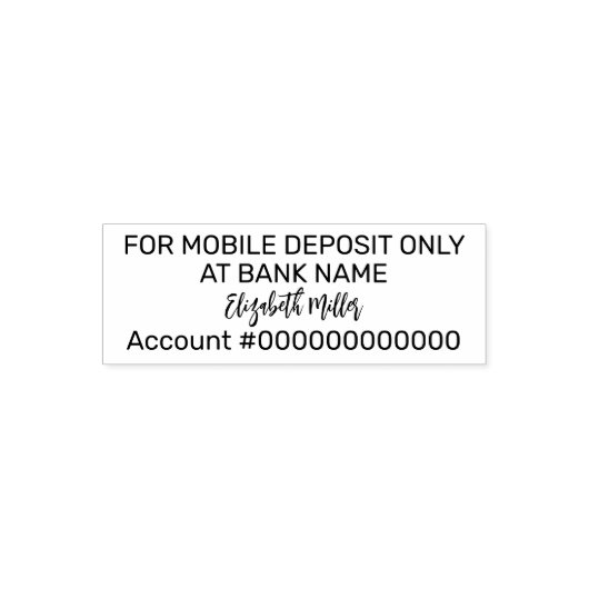 For Mobile Deposit Only Bank Account No. Signature Zelfinktende Stempel (Design)