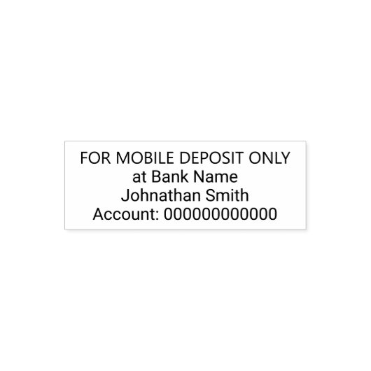 For Mobile Deposit Only Bank Name Account Number Zelfinktende Stempel (Design)