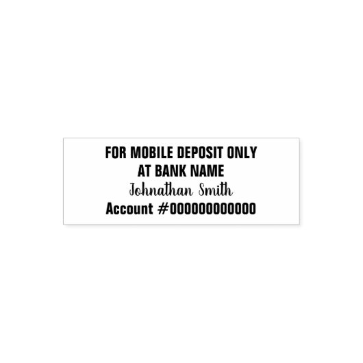For Mobile Deposit Only Cursive Name Bank Account Zelfinktende Stempel (Design)