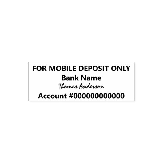 For Mobile Deposit Only Cursive Name Bank Account Zelfinktende Stempel (Design)
