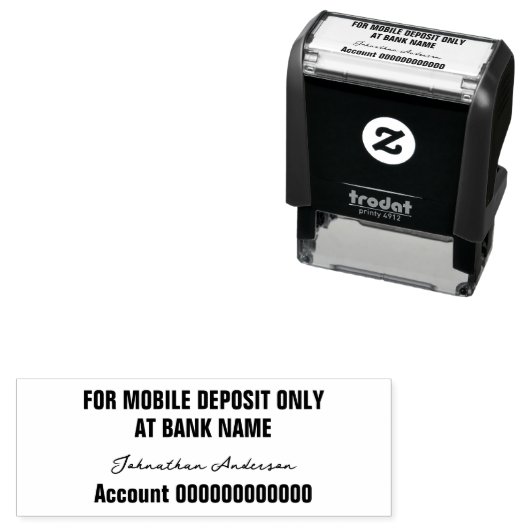 For Mobile Deposit Only Cursive Name Bank Account Zelfinktende Stempel (In situ)