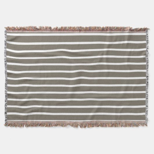 For Modern Comfort – Taupe & White Striped  Deken (Voorkant)