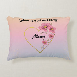For Mum Pink Floral Gold Heart Mother's day  Accent Kussen