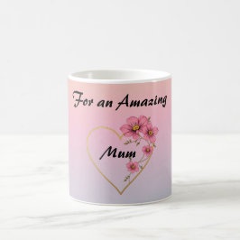 For Mum Pink Floral Gold Heart Mother's day  Koffiemok