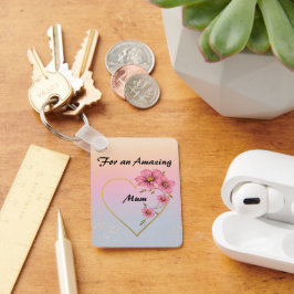 For Mum Pink Floral Gold Heart Mother's day  Sleutelhanger