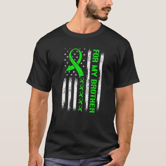 For My Brother Lymphoma Awareness Flag Green Ribbo T-shirt (Voorkant)