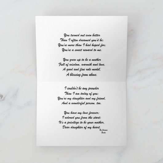 For my daughter on Mother's Day MOT. Kaart (Binnen)