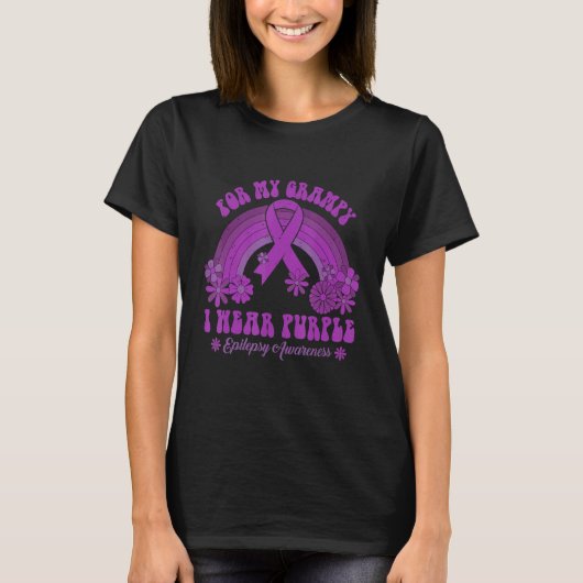 For My Grampy I Wear Purple Epilepsy Awareness Rai T-shirt (Voorkant)