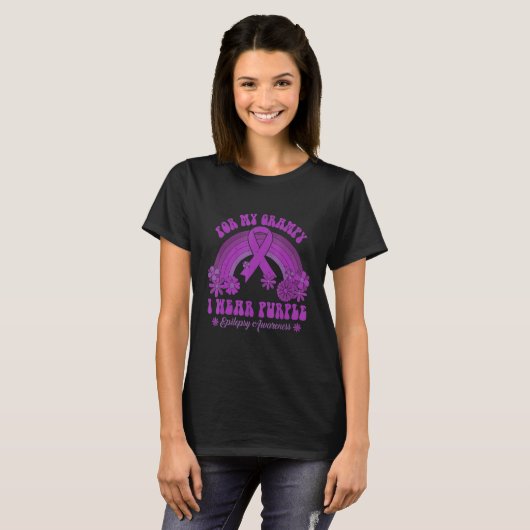 For My Grampy I Wear Purple Epilepsy Awareness Rai T-shirt (Voorkant volledig)