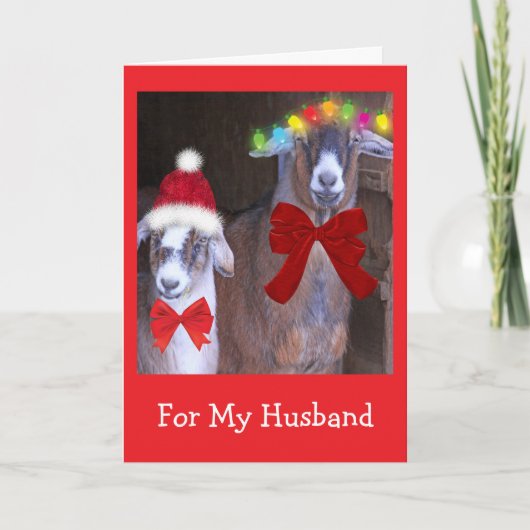"For My Husband" Cute Goat Christmas Feestdagen Kaart (Voorkant)