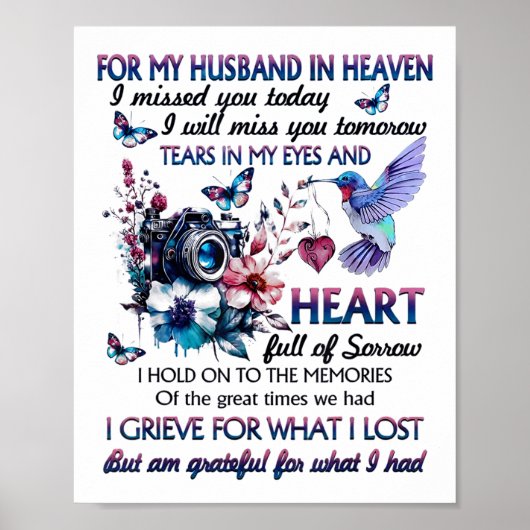 For My Husband In Heaven I Missed You Today  Poster (Voorkant)