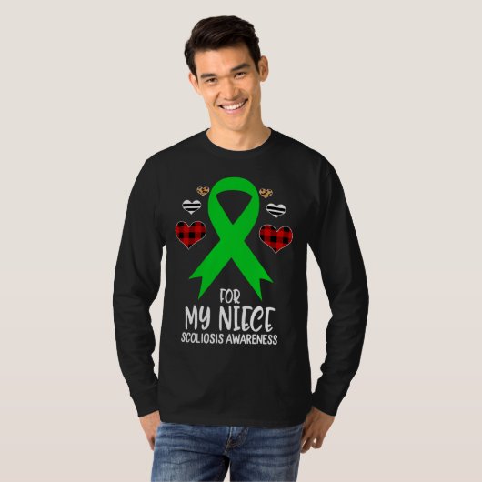 For My Niece Scoliosis Awareness Ribbon Leopard Bu T-shirt (Voorkant volledig)