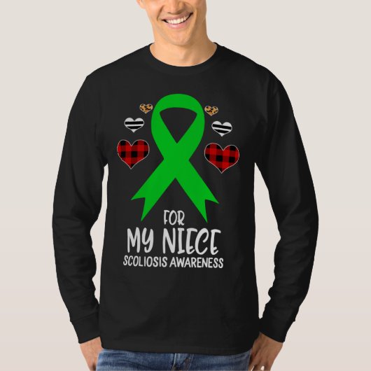 For My Niece Scoliosis Awareness Ribbon Leopard Bu T-shirt (Voorkant)