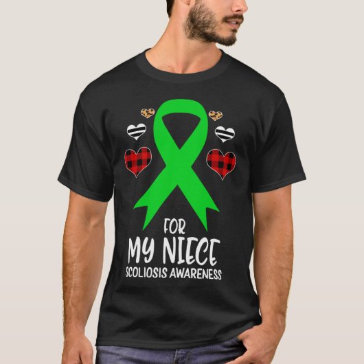For My Niece Scoliosis Awareness Ribbon Leopard Bu T-shirt (Voorkant)
