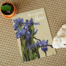 For Niece Blue Irises Floral Birthday Kaart