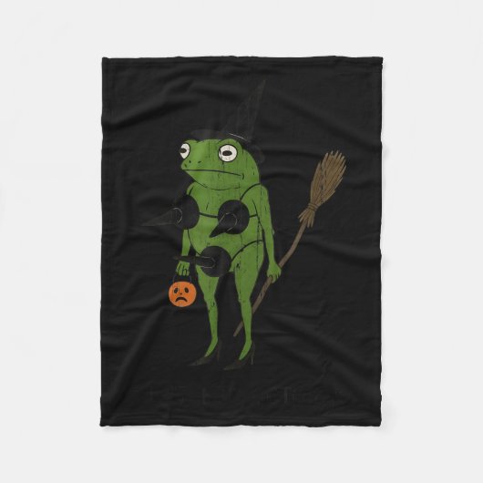 For October, Funny Halloween, Funny Witch Frog  Fleece Deken (Voorkant)
