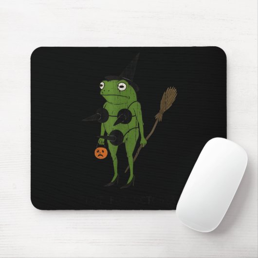 For October, Funny Halloween, Funny Witch Frog Muismat (Met muis)