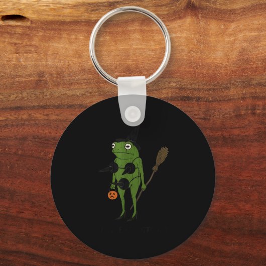 For October, Funny Halloween, Funny Witch Frog Sleutelhanger (Voorkant)