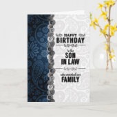 For Our Son-in-Law Blue Paisley Birthday Kaart (Gele Bloem)