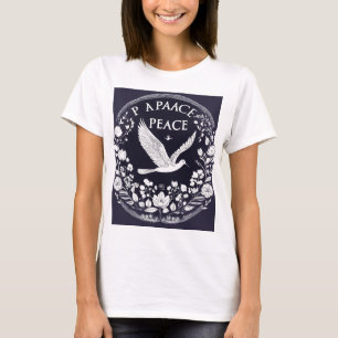 "For Peace" Wit lettertype op donkere achtergrond T-shirt