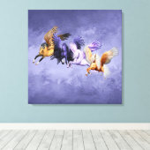 For Pegasi Flying Horses Pegasus Stallions Canvas Afdruk (Insitu (Houten vloer))