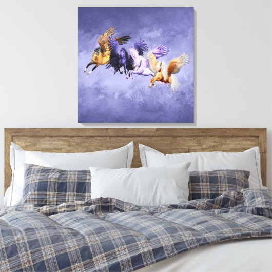 For Pegasi Flying Horses Pegasus Stallions Canvas Afdruk (Insitu (Slaapkamer))