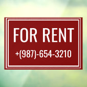 For Rent Apartment Signs - Reusable Window Cling Raamsticker (Vel 3)