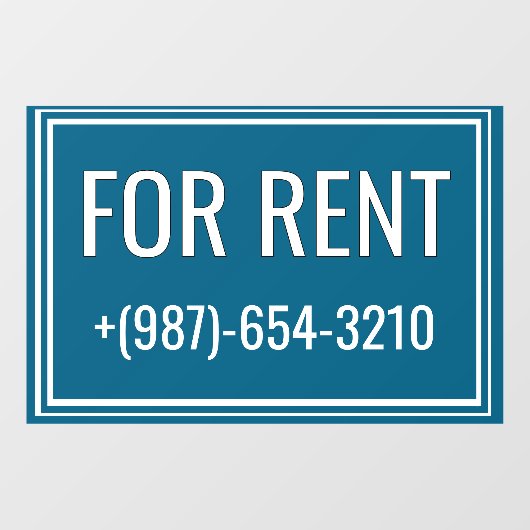 For Rent Removable Window Cling Sign Raamsticker (Vel)