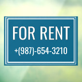 For Rent Removable Window Cling Sign Raamsticker (Vel 3)