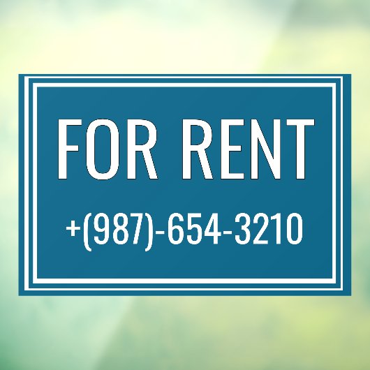 For Rent Removable Window Cling Sign Raamsticker (Vel 3)