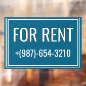 For Rent Removable Window Cling Sign Raamsticker (Vel 2)
