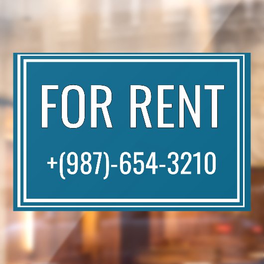 For Rent Removable Window Cling Sign Raamsticker (Vel 2)