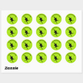 For Skiers, Ski Trick Graphic Lime Green Ronde Sticker (Vel)