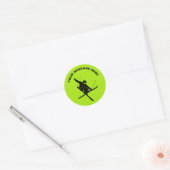 For Skiers, Ski Trick Graphic Lime Green Ronde Sticker (Envelop)