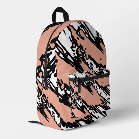 For Soft Souls – Blush Beige Abstract Backpack Bedrukte Rugzak (Achterkant Hoek Links)