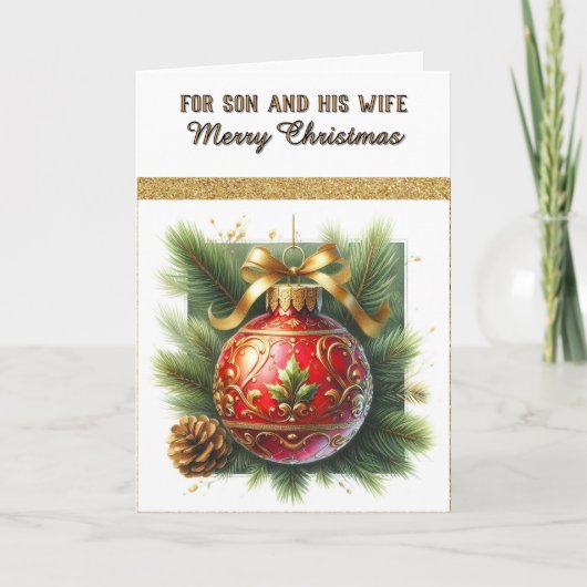 For Son and Wife Merry Christmas Greeting Card Feestdagen Kaart (Voorkant)