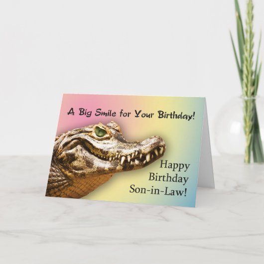 For Son-in-law card with a smiling alligator Kaart (Voorkant)