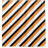 For Stylish Bathrooms – Orange & Black Striped  Douchegordijn (Voorkant)