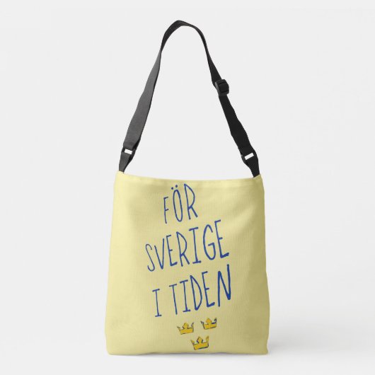 För Sverige i Tiden Bag, Zweedse Motto Crossbody Tas (Achterkant)