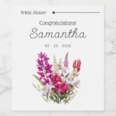 For the Bride Floral Bridal Shower Wijn Etiket (Enkel label)