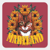 For The Love Of Maryland Calico Cat  Vierkante Sticker (Voorkant)