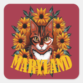 For The Love Of Maryland Calico Cat  Vierkante Sticker