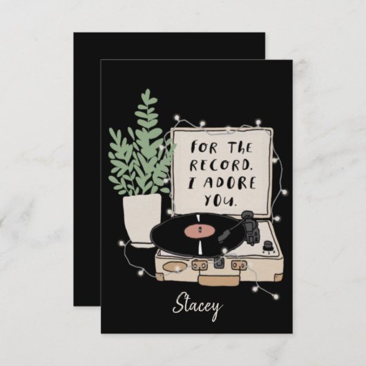 For the Record, I Adore You Valentine Card (Voorkant / Achterkant)