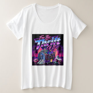 For the Thrift of It Retro Thrift Shopping Graphic Grote Maat T-shirt