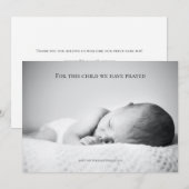For This Child We Have Prayed  Baby Shower Bedankkaart (Voorkant / Achterkant)