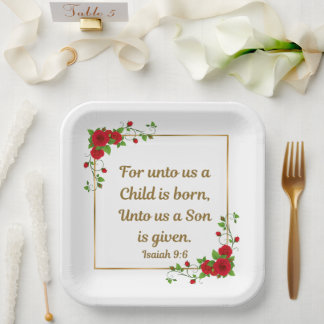 “For Unto Us a Child Is Born” Isaiah 9:6 Set of 8 Papieren Bordje