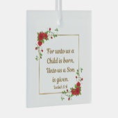 For Unto Us a Child Is Born Square Christmas Glas Ornament (Voorkant Rechts)