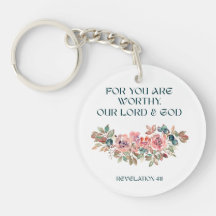 For You Are Worthy — Watercolor Floral Keychain