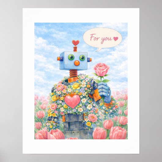 For You – Floral Robot Poster (Voorkant)